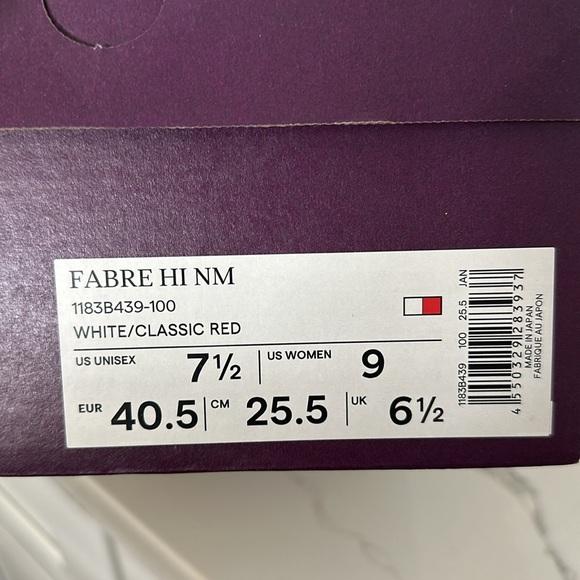 Onitsuka Tiger Fabre Hi NM white classic red new in box size euro 40.5 - Picture 12 of 12